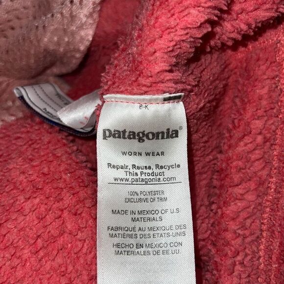 Patagonia Girls Snap-T Re-Tool Pullover Jacket Fleece Sz Large 12 Coral Rose - Picture 9 of 9